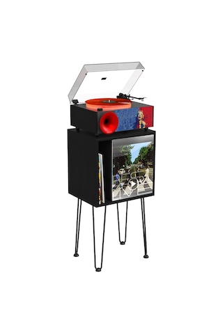 Fennessy İ5s Bluetooth Hoparlörlü 45w Hi-fi Işıklı Retro Pikap Plakçalar Turntable, Marilyn Monroe