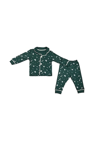 Babysena Yıldız Desenli Erkek Bebek Pijama Takımı Koyu Yeşil