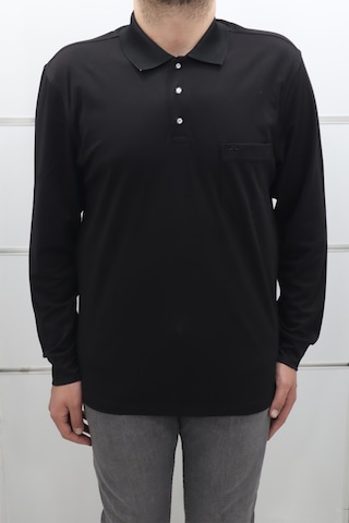 Santa Dmc Tekstil Erkek Düz Klasik Kesim Rahat Kalıp Polo Yakalı Tek Cep Kışlık Ince Sweat siyah
