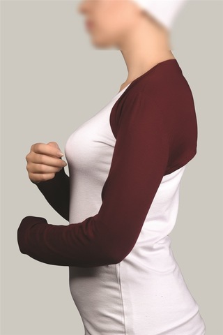 Altobeh Uzun Kollu Kadın Tesettür İçe Giyilen Bolero - Bordo Çok Renkli