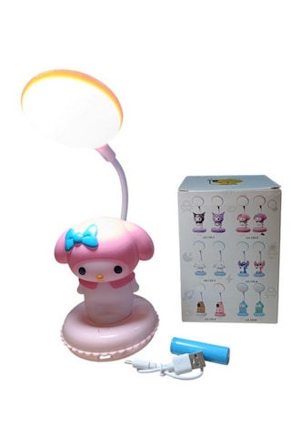 Pembe Melodi Figürlü Katlanabilir Ve Şarjlı Pilli Led Masa Lambası Pembe