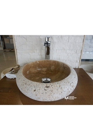 Noche Traverten Dışı Taramalı Bombeli Lavabo