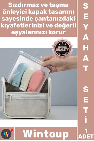 Kit Uçak Uyumlu Sızdırmaz Kozmetik Dolum Şişesi Pratik Seyahat Tipi Bakım Ürünleri Düzenleyici Set