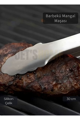 Sunum Maşası Barbekü Maşası Mangal Maşa Çelik Salata Maşası 30 Cm