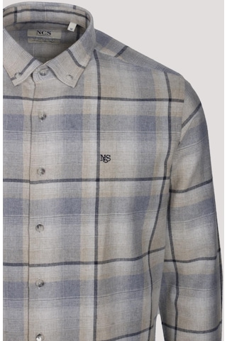 Erkek Gömlek Bej Uzun Kol Ekose Kareli Flanel Yün Tuşeli Slim Fit Düğmeli Yaka Shirt Ncs Jeans 7269-bej Bej