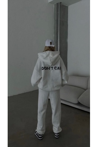 Efnaz Style Nakış İşlemeli Üç İplik Sweat Takım- Beyaz