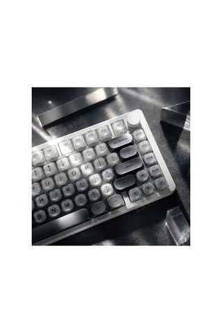 Leaven 128 Tuş Pbt Keycap Seti - Retro Yuvarlak Moa Profil Cherry Mx Uyumlu Klavye Tuşları - Gri