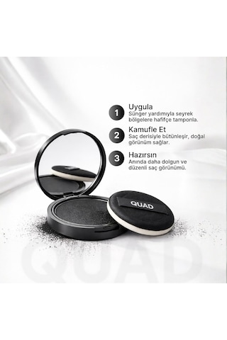 Quad Unisex Siyah Saç & Sakal Toz Kapatıcı Dolgunlaştırıcı Pudra