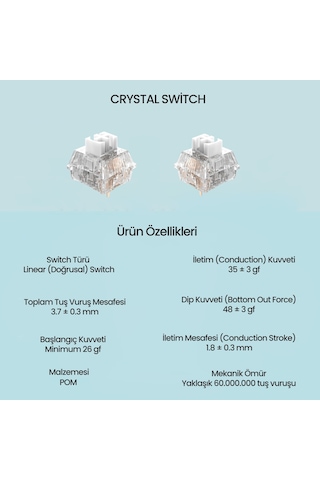 Aula Leobog Crystal Lineer Mekanik Switch 100 Adet