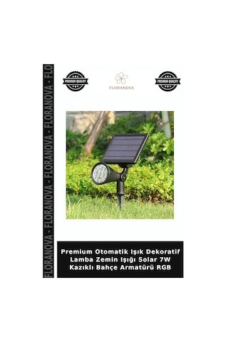 Premium Otomatik Işık Dekoratif Lamba Zemin Işığı Solar 7w Kazıklı Bahçe Armatürü Rgb