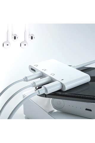Ally Apple Uyumlu iPhone 11-11 Pro-XS-XR-7-8 4 In 1 OTG Ses Adaptörü Çift DC