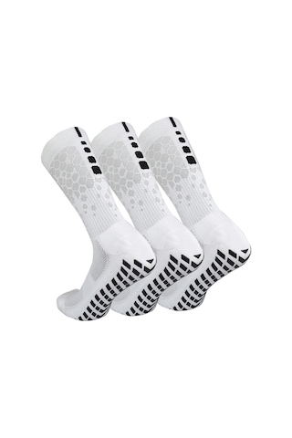Geeroyoo 3 Çift Paket Futbol Çorapları - Balık Hücre Desenli, Pamuk Altlı, Beyaz, Ayakkabı Numara 38-45 Çok Renkli