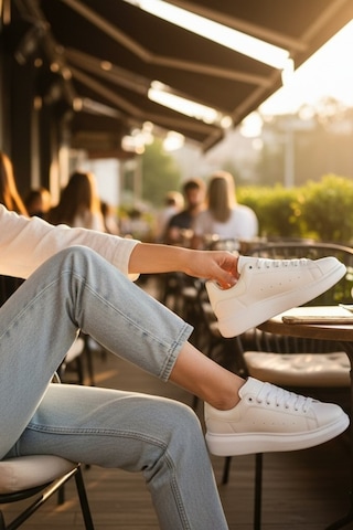 Enoch Erkek Yüksek Taban Sneaker Oversize Kalın Tabanlı Ve Mat Deri Görünümlü Günlük Model Beyaz