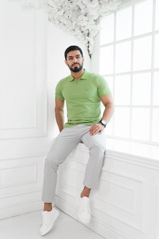 Paul Martin Fermuarlı Polo Yaka Regular Fit T-Shirt Yeşil