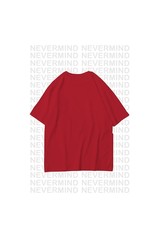 Nevermind Erkek Oversize Freedom Baskılı Erkek Tişört Yazlık Rahat Pamu Kırmızı