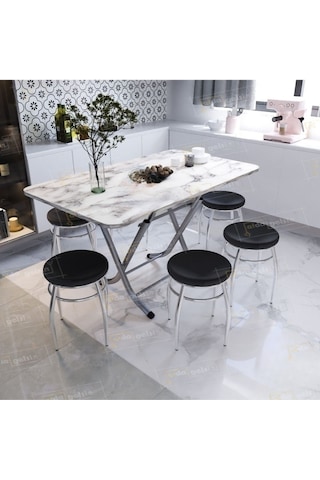 Krom Tabure Mutfak Balkon Teras 6 Adet Karışık Renk Krom Tabure Mutfak Balkon Teras 6 Adet Karışık Renk