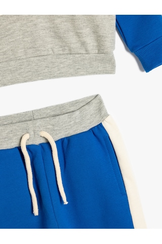 Koton Eşofman Takımı Uzun Kollu Pamuklu Sweatshirt Ve Eşofman Altı Şardonlu Mavi 5wmb10019tk Mavi