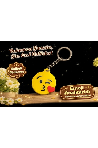 Emoji Anahtarlık , Kalpli Öpücük Emoji Şeklinde Araç Anahtarlık - Emoji Araba Anahtarlığı