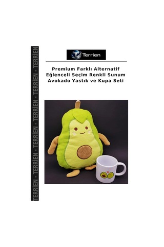 Premium Farklı Alternatif Eğlenceli Seçim Renkli Sunum Avokado Yastık Ve Kupa Seti Çok Renkli