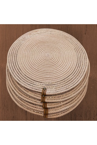 Pudra 6 Kişilik 7parça Amerikan Servis, Hasır Supla Takımı, Tabak Pudra