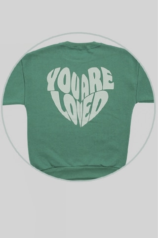 Kız Çocuk 3 İplik Şardonlu-arkası Baskılı Sweatshirt 12-16 Yaş 12396 Su Yeşili