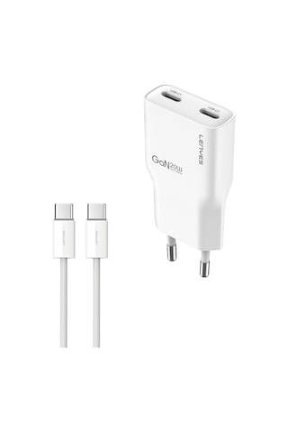 Lenyes Lch15-eu Tc-tc Type-c To Type-c Gan Teknolojili Pd Hızlı Şarj Özellikli Şarj Seti 20w Beyaz Beyaz