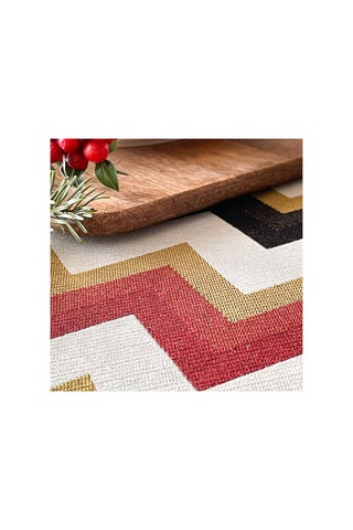 Alesta Home 6'lı Zigzag Desenli Kumaş Amerikan Servis 50 x 35 CM Kırmızı