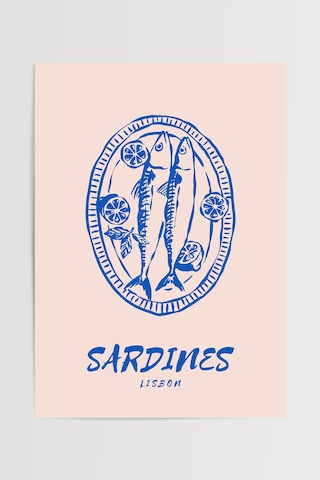 Sardalya Vintage Posteri Çerçevesiz - Salon Oturma Odası Mutfak O