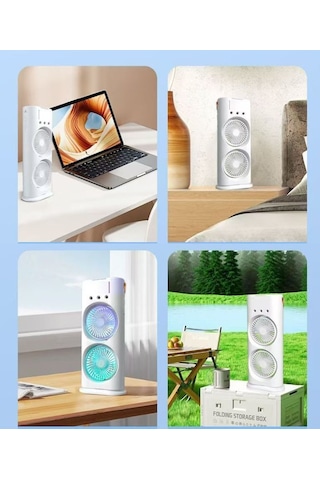 Lichen Masaüstü Klima Fanı 3 Delikli Sprey Soğutma Fanı Su İle