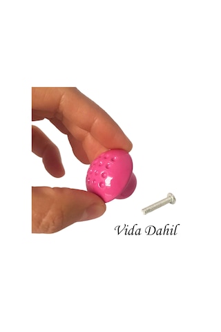 15 Adet Pembe Noktalı Mantar Düğme Kulp Çocuk Bebek Mobilya Çekmece Dolap Kapak Kulbu Metal Kulp Aksesuarları Vidalı
