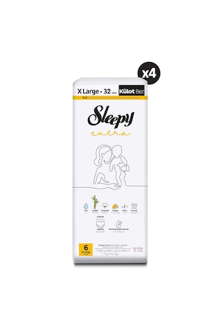 Sleepy Extra Günlük Aktivite Külot Bez 6 Numara XLarge Ultra Paket 128 Adet 4'lü