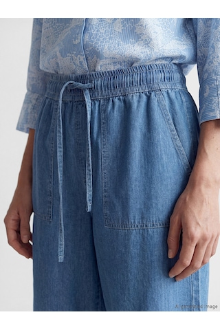 Lcw Grace Mavi Beli Lastikli Bermuda Fit Kadın Jean Şort