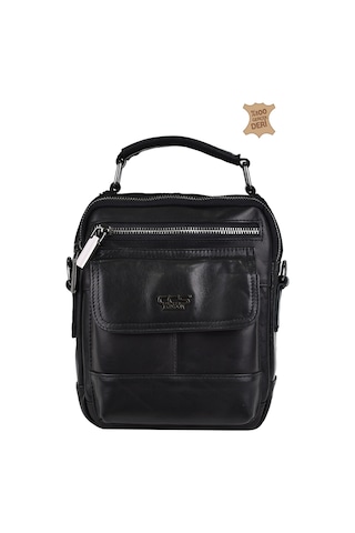 Elatae Ççs Çok Gözlü Hakiki Deri Erkek Çantası Siyah 31441