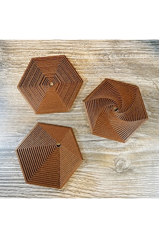 3d Baskı Super Fidget Coaster Seti - Altıgen Desenli Bardak Altlığı Ve Tutucu-kahverengi