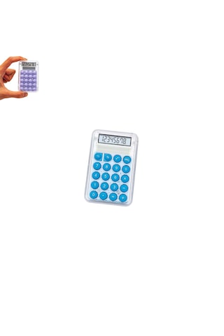 Mini Hesap Makinesi Silikon Tuşlu Lcd Ekran 8 Haneli Şeffaf Mini Hesap Makinesi Ebat 8,5cm X 5,4cm Mavi