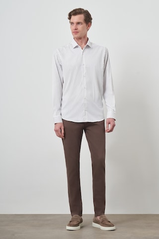 Morven Erkek Beyaz Trend Çizgili Slim Fit İtalyan Yaka Gömlek 25mc004050600 Beyaz Beyaz