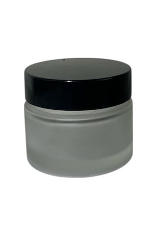 50ml Şeffaf Buzlu Cam Krem Kavanozu Siyah Kapak, 48 Adet, Kozmetik Kavanoz,krem Kavanozu, Cam Kavanoz Şeffaf