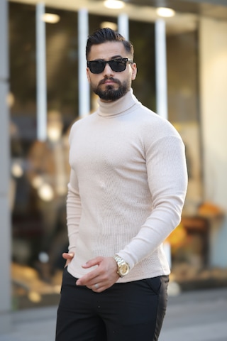 Ribac Boğazlı Balıkçı Triko Erkek Kazak 5'li Paket - Beyaz-Siyah-Gri-Bej-Bordo Çok Renkli