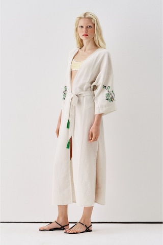Sagaza Studio Ss6186 Keten Bağlamalı Kimono Yesıl