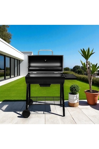 Kapaklı Varil Tip Kömürlü Mangal Paslanmaz Çelik Termometreli