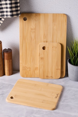 Bambu 3'lü Kesme Tahtası Seti Takımı 3 Boy 16336 Diğer