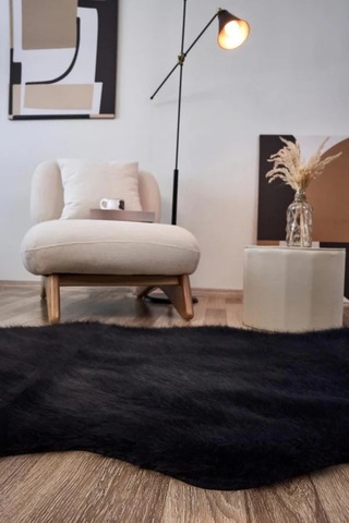 Apex Reiki Antrasit Peluş Post Şekilli Halı Antrasit