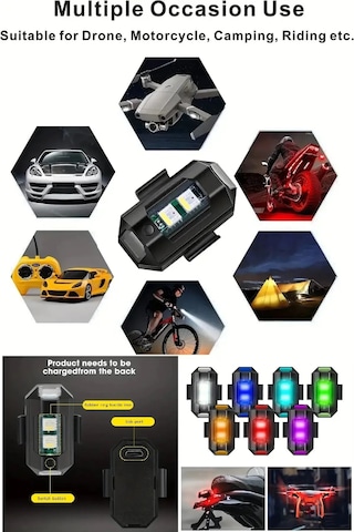 Usb Şarjlı 7 Mod Renk Değiştiren Mini Çakar Lamba Arr1413