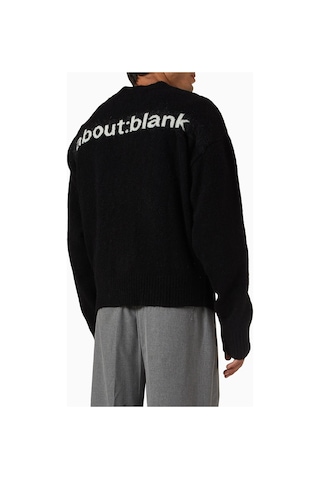 About Blank Mohair Örgü Logolu Hırka, Tiftik - Yün Karışımı Siyah