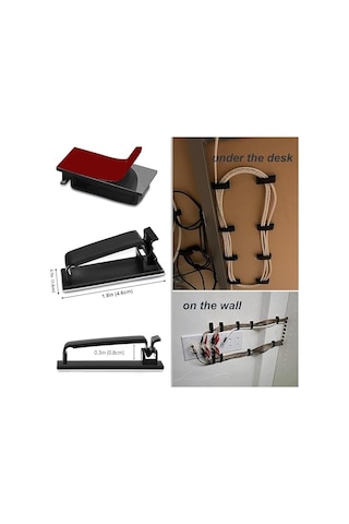 Orret Home 4 Adet Kendinden Yapışkanlı Kablo Yönetim Klipsleri, Çok Amaçlı Kablo Düzenleyiciler, Tel Klipler, Tv, Pc, Dizüstü, Ethernet Kablosu İçin Kablo Tutucu, Masaüstü Ve Ev Ofis Kullanımı Siyah