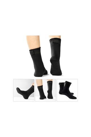 Xindoker Erkek Kadın Dik Kalın Neopren Su Çorabı - Isı Tutucu, Kaymaz Önlü, Su Geçirmez - Suların Altında Sporlar İçin Xl Siyah Siyah