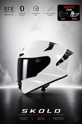 Skold Rapid Full-face Motosiklet Kaskı Ece-22.06 Beyaz