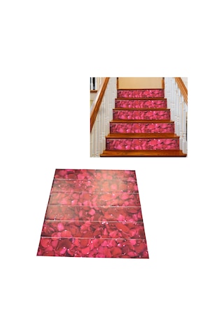 Shineyee 6 Adet 3d Pvc Merdiven Stickerı - Otomatik Yapışkan, Su Geçirmez, Dekoratif Gül Yaprağı Deseni, 100x18 Cm, Kolay Kurulum Diğer