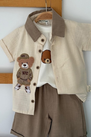 Miniğimin Cicileri Bear Panç İşleme Detaylı Erkek Bebek 3 Lü ... Kahverengi