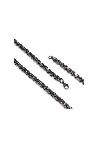 Premium Kral Erkek Çelik Kolye 5mm 31834p6d80 - Siyah Renk - 55 Cm